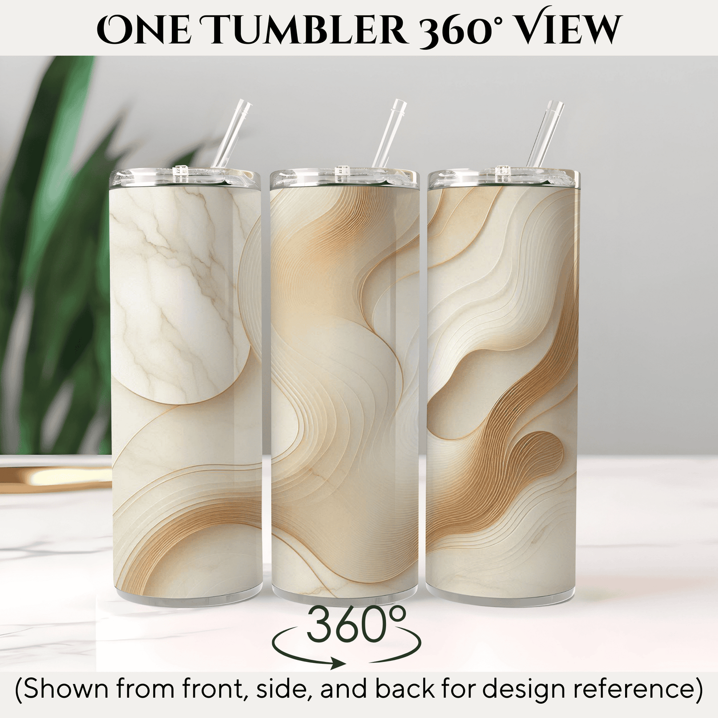 Artisan Swirl 20 oz Stainless Steel Tumbler | Double Wall Insulated | Reusable Metal Straw Included (Pack of 1) livforia