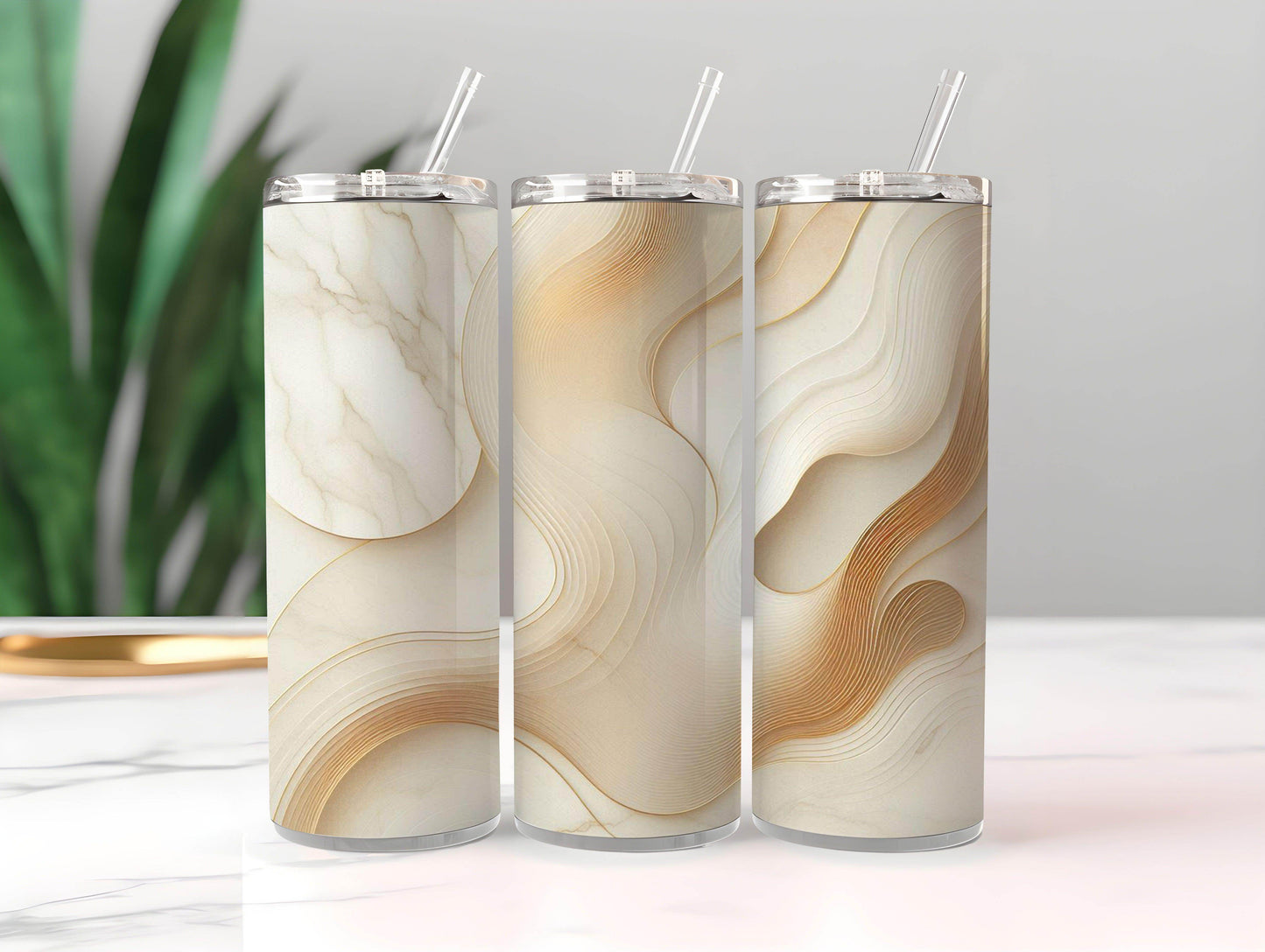 Artisan Swirl 20 oz Stainless Steel Tumbler | Double Wall Insulated | Metal Straw Included - livforia