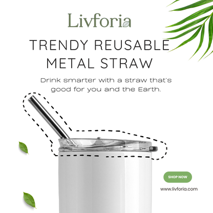 Elegant Neutral 20 oz Stainless Steel Tumbler | Double Wall Insulated |  Reusable Metal Straw Included (Pack of 1)