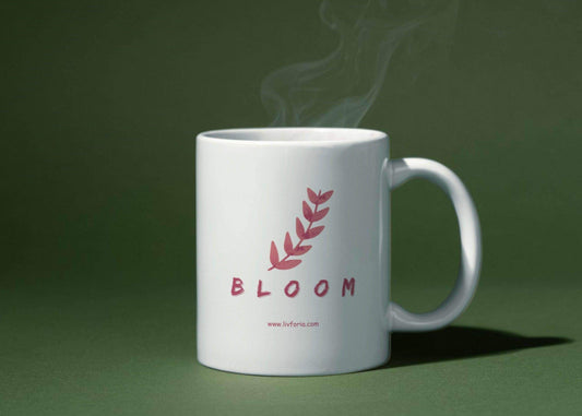 BLOOM Minimalist Ceramic Mug – Aesthetic Botanical Design for Daily Sips