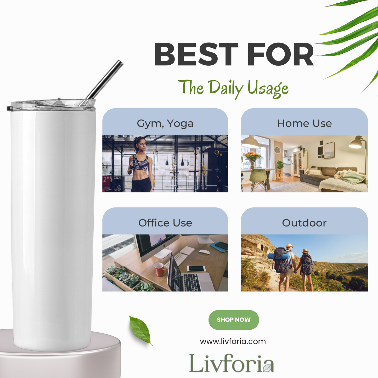 Elegant Neutral 20 oz Stainless Steel Tumbler | Double Wall Insulated |  Reusable Metal Straw Included (Pack of 1)