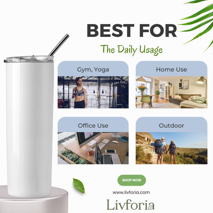 Elegant Neutral 20 oz Stainless Steel Tumbler | Double Wall Insulated |  Reusable Metal Straw Included (Pack of 1)