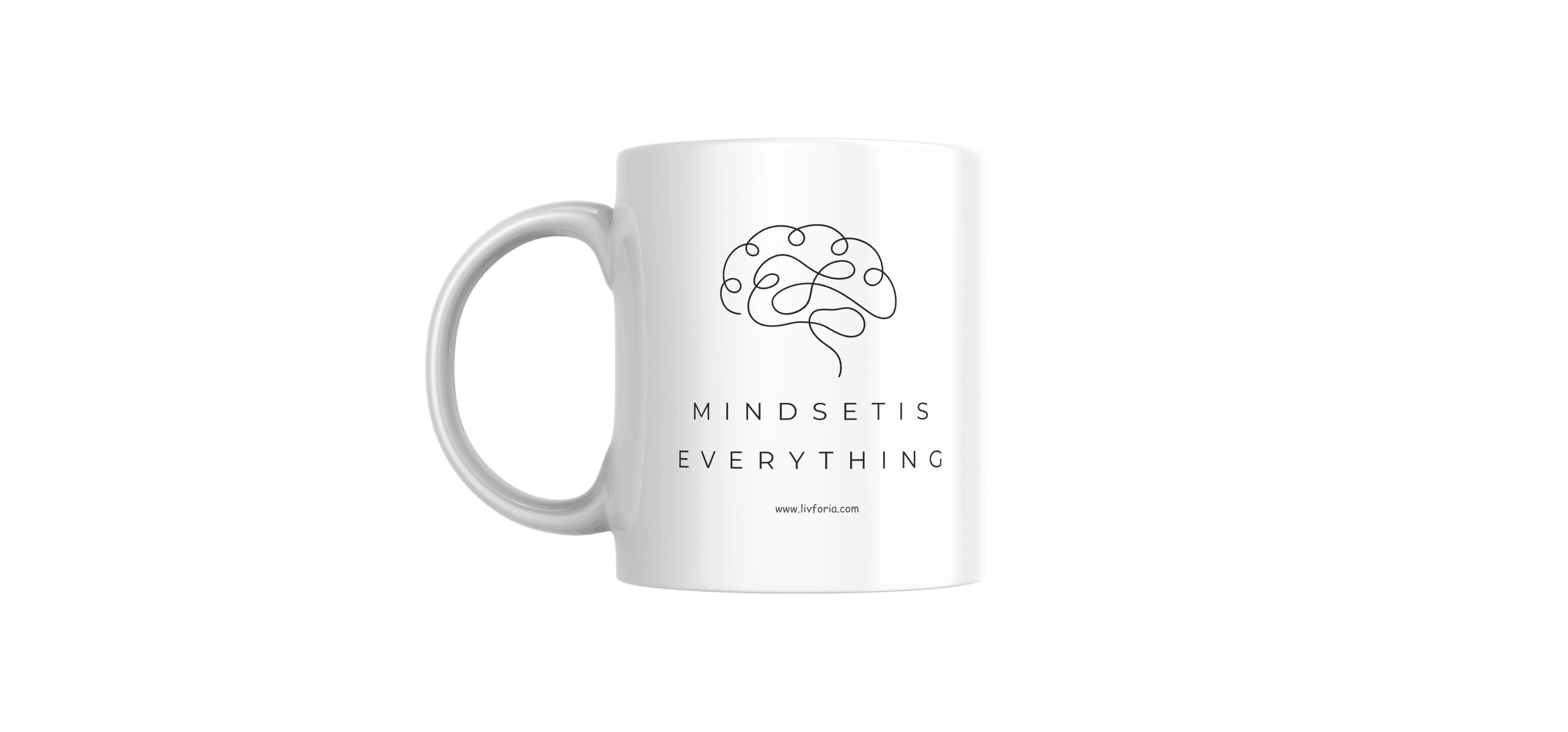 Mindset is Everything Motivational Mug – Minimalist Brain Design