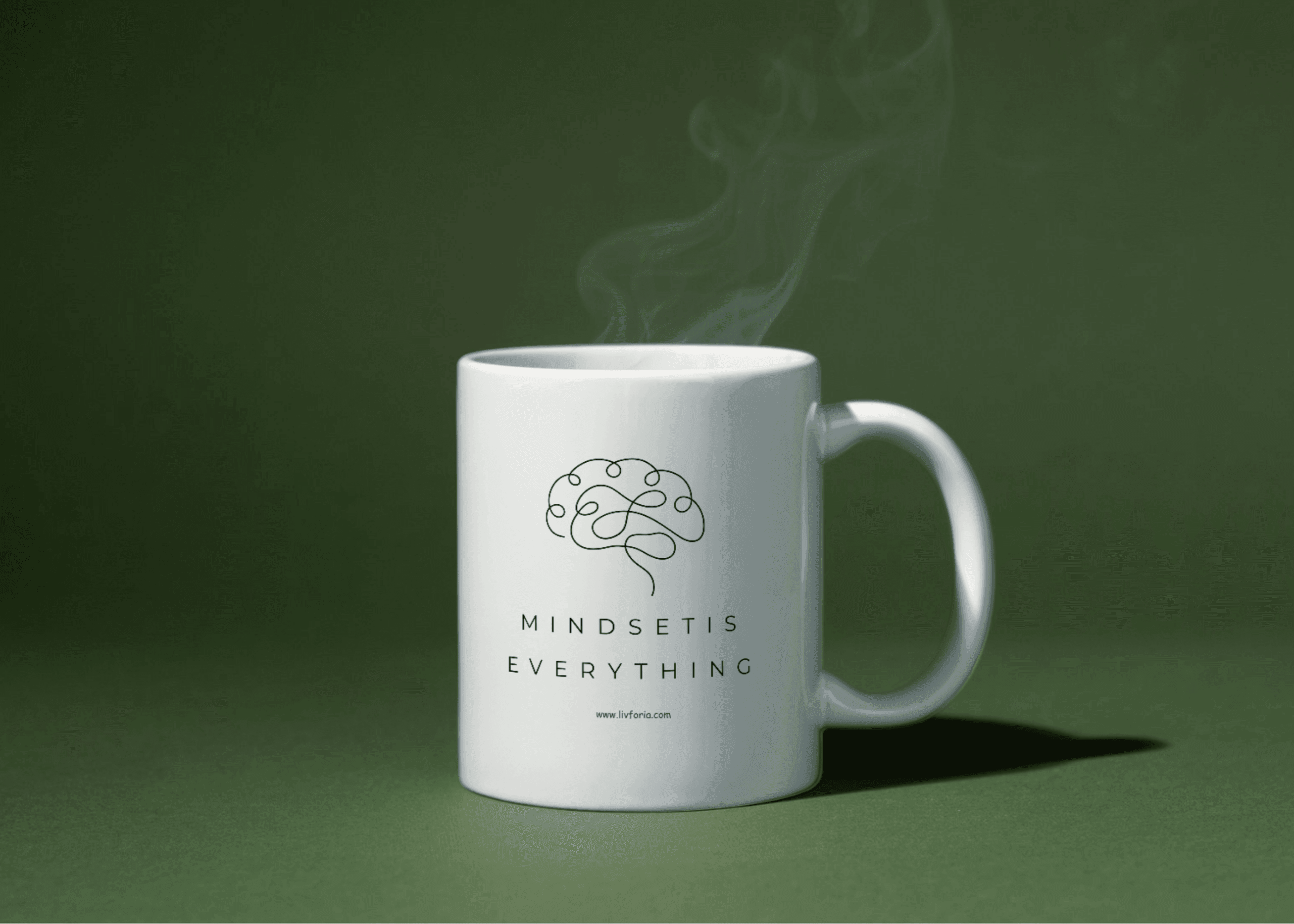 Mindset is Everything Motivational Mug – Minimalist Brain Design