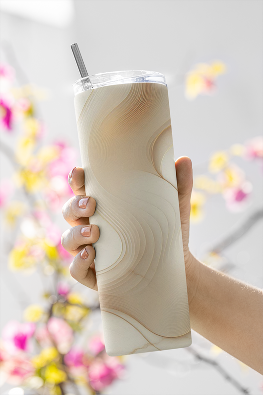 Artisan Swirl 20 oz Stainless Steel Tumbler | Double Wall Insulated | Reusable Metal Straw Included (Pack of 1)