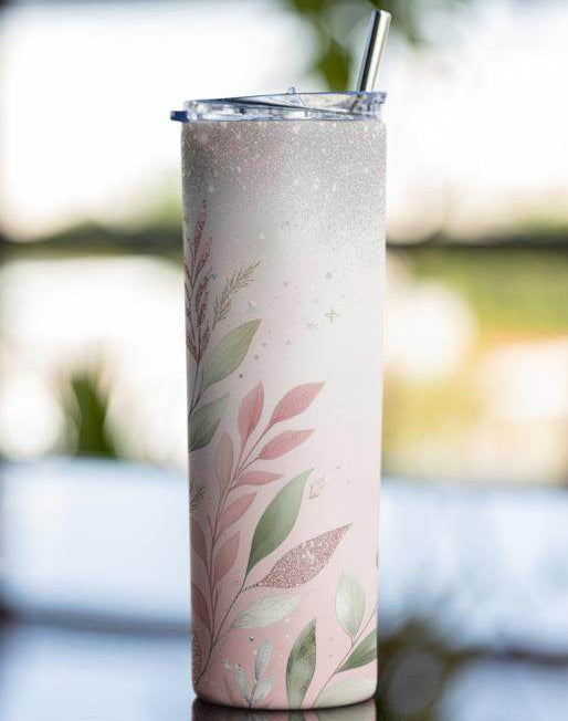 Blush Bloom Tumbler – Cold for 12 Hrs | Hot for 6 | Eco-Friendly | Leak-Proof | Reusable Metal Straw Included (Pack of 1) - livforia